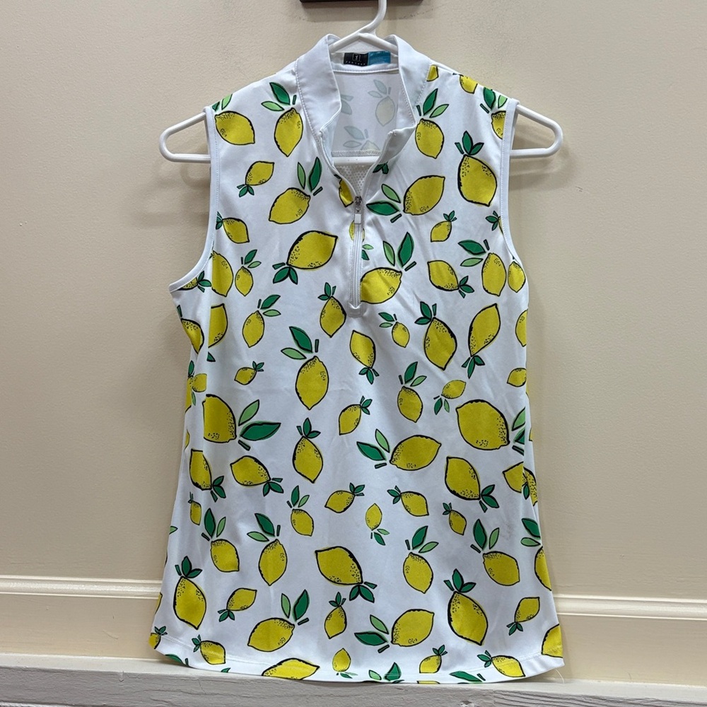 PGA Tour sleeveless Golf Tank with Yellow Lemon Print top